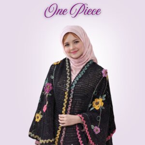 شال صوف اسود ورد